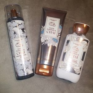 NEW😍Set of 3!🍂🍁🥧☕ White Pumpkin Chai Lotion + Cream + Fragrance!
